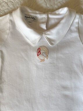 Boy 18M Magnolia Baby Embroidered Stitched Turkey Fall PeterPan Collared Top